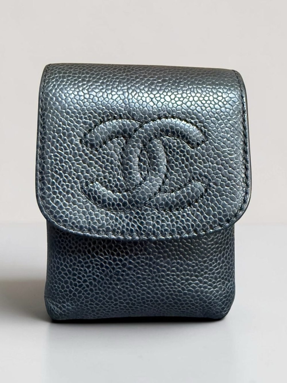 Chanel Black Vintage Caviar Cigarette Case Mine Pouch